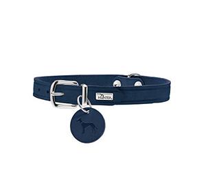 HUNTER AALBORG Simple Durable Comfortable Leather Dog Collar 32 (XS) Dark Blue