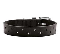 HUNTER Aalborg Soul Dog Collar Black with Heart Punching Strong Greased Robust Size 35
