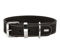 HUNTER Aalborg Special Dog Collar Colour: Black, Strong Greased Leather, Robust and Durable, Contrasting Stitching Ideal for Dog Sports, Made in Germany, Size: 75