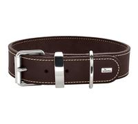 HUNTER Aalborg Special Dog Collar, Colour: Dark Brown, Strong Greased Leather, Robust and Durable, Contrasting Stitching Ideal for Dog Sports, Made in Germany, Size: 75