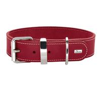 HUNTER AALBORG SPECIAL Dog Collar Colour: Red, Strongly Greased Leather, Robust and Durable, Contrasting Decorative Stitching, Ideal for Dog Sports, Made in Germany, Size: 30