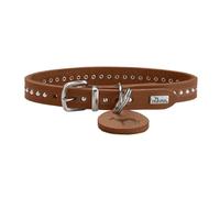 HUNTER Aalborg Style Dog Collar | Full-grain leather, robust, comfortable, stylish rivet trim, made in Germany, colour: cognac, size: 27