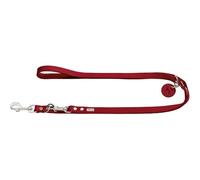 HUNTER Adjustable Dog Lead Leather Plain Durable Smooth 1.3 x 200 cm Red