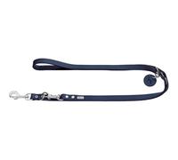 HUNTER Adjustable Dog Lead Made of Leather, Colour: Dark Blue, Extra Durable, Adjustable to 3 Positions, with Leather Key Ring, Made in Germany, Size: 20/200
