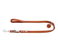 HUNTER Adjustable Dog Lead Made of Leather, Colour: Orange, Extra Durable, 3-Way Adjustable, with Leather Keyring, Made in Germany, Size: 20/200