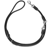 HUNTER Adjustable Dog Lead Round & Soft Canadian UP Black Soft Leather 3-Way Adjustable Round Sustainable Made in Germany Size: 10/200