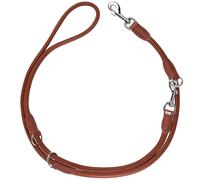 HUNTER Adjustable Dog Lead Round & Soft Canadian UP Cognac Soft Leather 3-Way Adjustable Round Sustainable Made in Germany Size: 14/200