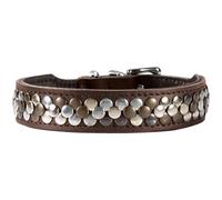 HUNTER Arizona UP Dog Collar, Colour: Brown, Upper Leather, Individual Rivets, Comfortable and Durable, Handmade, Made in Germany, Size: 55