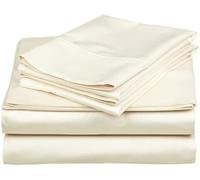 HUNTER BEDDING 100% Organic Bamboo Bed Sheet Set For Emperor Size Bed, 40cm Deep Pocket Fitted Sheet, Cooling Sheet Set 4pc - 1 Flat Sheet, 1 Fitted Sheet & 2 Pillowcases - (Ivory Solid, Emperor)