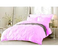 HUNTER BEDDING Cotton Pinch Duvet Cover 5 Piece Set, Pintuck Comforter Cover 400 Thread Count with Zipper Closure, 100% Egyptian Cotton Quilt Covers - Pink Solid, Double Size.