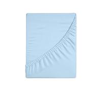 HUNTER BEDDING Pure 100% Cotton Double Fitted sheet 400 Thread Count Long Staple Cotton 1PC Fitted Sheet 140x200 cm,Sateen Weave 40cm Deep Fitted Sheets (Light Blue)