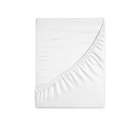 HUNTER BEDDING Pure 100% Cotton Double Fitted sheet 400 Thread Count Long Staple Cotton 1PC Fitted Sheet 140x200 cm,Sateen Weave 40cm Deep Fitted Sheets (White)
