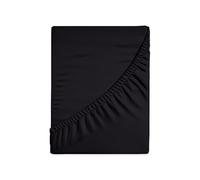 HUNTER BEDDING Pure 100% Cotton Emperor Fitted sheet 400 Thread Count Long Staple Cotton 1PC Fitted Sheet 200x200 cm,Sateen Weave 40cm Deep Fitted Sheets (Black)