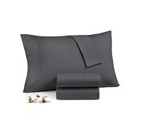 HUNTER BEDDING Set of 2 Pillowcases - King Size 100 x 50 Cm, Envelope Closure 100% Egyptian Cotton Soft & Silky 400TC Pillow Protectors - Dark Grey Solid, Emperor Size.