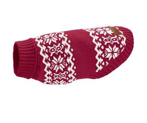 HUNTER BIRKA Dog Jumper, Warm Knitted Jumper for Dogs, Soft Chenille Yarn, with Turtleneck & Norwegian Pattern, Machine Washable at 30°C, Colour: Red, Size: 45
