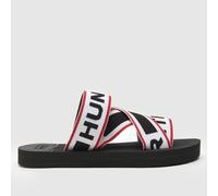 HUNTER BOOTS Logo Slider Sandals in Black & Red UK 5