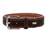 HUNTER Canadian UP Dog Collar, Colour: Black/Cognac, Soft, Supple Leather, Classic, Fur Friendly, Sustainable, Made in Germany, Size: 50