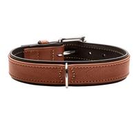 HUNTER Canadian UP Dog Collar, Colour: Cognac/Black, Soft, Supple Leather, Classic, Fur Friendly, Sustainable, Made in Germany, Size: 55