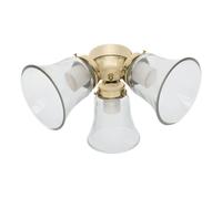 Hunter ceiling fan add-on light kit 3 LIGHT FLUSH MOUNT Brass polished