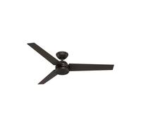 HUNTER FAN Ceiling Fan Protos 132 cm Indoor and Outdoor, and Wall control, Premier Bronze, 3 Reversible Blades Fire Polished Wood and Premier Bronze Ideal for Summer or Winter, Model 51220