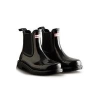 Hunter Chelsea Commando Gloss Wellington Boot-Black, Black, Size 3, Women Black