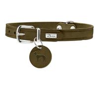 HUNTER Collar Aalborg, 37 67294 Soft genuine cow leather, olive | Cowhide leather, for dog sports and everyday life, with leather pendant, made in Germany, colour: olive, size: 37