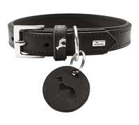 HUNTER Collar Larvik, 50 Soft genuine cow leather, black/black