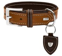 HUNTER Collar Tara Number 50 Juchten Leather, Cognac/Dark Brown | Robust cotton leather, durable, weather-resistant, colour: cognac/dark brown, size: 50 (S-M)