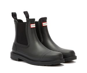 Hunter Commado Chelsea Womens Boots - Black Rubber - Size UK 7