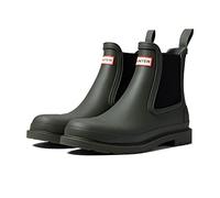 HUNTER Commando Chelsea Boot for Men - Waterproof, Matte Finish, and Rubber Outsole Shoes - Dark Olive 12 M