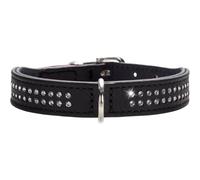 Hunter Dog Collar Nappa Leather Diamond Petit | Ultra Light Cowhide Nappa Leather for Small Dogs with Rhinestones Colour: Black Size: 32