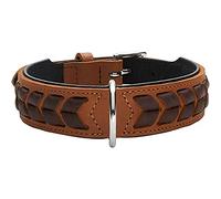 HUNTER EL PASO Dog Collar Leather Supple Braided 65 (L) Cognac/Black
