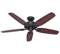 HUNTER FAN Builder Elite, 132 cm, Indoor Ceiling Fan with Pull Chain, New Bronze Finish, 5 Reversible Blades in Brazilian Cherry and Yellow Walnut, Ideal for Summer or Winter, Model 50567
