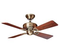 HUNTER FAN Ceiling Fan Bayport 107 cm Indoor, and Pull Chain, Antique Brass, 4 Reversible Blades Rosewood and Medium Oak Ideal for Summer or Winter, Model 24174
