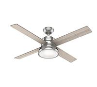 Hunter Loki fan, light grey/natural oak/nickel