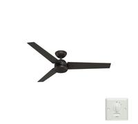 HUNTER FAN Ceiling Fan Protos 132 cm Indoor and Outdoor, and Wall control, Premier Bronze, 3 Reversible Blades Fire Polished Wood and Premier Bronze Ideal for Summer or Winter, Model 51220