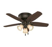Hunter Fan Company, 51091, 42 inch Builder New Bronze Low Profile Ceiling Fan with LED Light Kit and Pull Chain