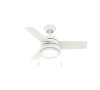 Hunter Fan Company 59301 Aker Indoor with LED Light with Pull Chain Control, 36 Inch, White