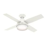 Hunter Fan Dante, 112 cm, Indoor Ceiling Fan with Light and Handheld Remote, Fresh White Finish, 4 Reversible Blades in Blonde Oak and Fresh White, Ideal for Summer or Winter, Model 50630