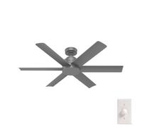 HUNTER FAN Kennicott 112 cm Indoor and Outdoor Ceiling Fan, Wall Control, Matte Silver, 6 Blades, Ideal for Summer or Winter, Model 50936