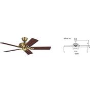 Hunter Fan Savoy, 132 cm, Indoor Ceiling Fan with Pull chain, Antique Brass Finish, 5 Reversible Blades in Rosewood and Medium Oak, Ideal for Summer or Winter, Model 24520
