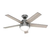 Hunter Fan Stile, 117 cm, Indoor Ceiling Fan with Light and Handheld Remote, Matte Silver Finish, 5 Reversible Blades in Light Gray Oak and Greyed Walnut, Ideal for Summer or Winter, Model 50640