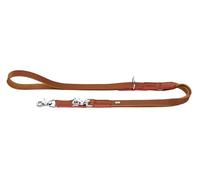 Hunter Garda Adjustable Dog Lead Made of Soft Cowhide Leather, Robust and Comfortable, with Hand-Dyed Contrast Edges, Adjustable to 3 Positions, Made in Germany, Colour: Cognac/Pink, Size: 15/200