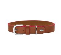 Hunter Garda Dog Collar Made of Soft Cowhide Leather, Robust and Comfortable, with Hand-Dyed Contrast Edges, Made in Germany, Colour: Cognac/Pink, Size: 50
