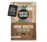 Hunter & Gather Beef Bone Broth Powder | 15g Protein | Grass Fed European Beef Collagen | Instant Savoury Drink or Cooking Boost | No Fridge Needed |