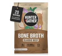 Hunter & Gather Bone Broth Powder | 15g Protein | 13g Collagen | 74 kCal | Grass Fed European Beef | Savoury Drink/Stock Alternative | Supports Healthy Gut, Skin, Hair & Nails | 400g | 20 Servings