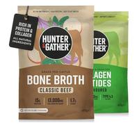 Hunter & Gather Bovine Collagen Powder 400g + Hunter & Gather Beef Bone Broth Powder 400g - Premium Grass-Fed Collagen & Nourishing Savoury Broth Combo for Skin, Joints, Gut Health & Wellness