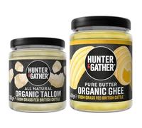 Hunter & Gather Certified Organic Ghee 450g & Tallow 300g from Grass Fed British Cattle | Sugar, Gluten & Seed Oil Free & Low Lactose content | Keto, Low Carb & Paleo