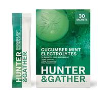 Hunter & Gather Cucumber Mint Electrolytes 30 Sachets | No Sugar | Cool Cucumber and Mint with 3 Essential Electrolytes. Naturally Flavoured and Sweetened, No Added Sugar