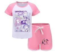 Hunter Girls Tracksuit T-Shirt and Shorts 2 Piece Outfit Anime Printed Suits for Boys Girls (Pink,5 Years)